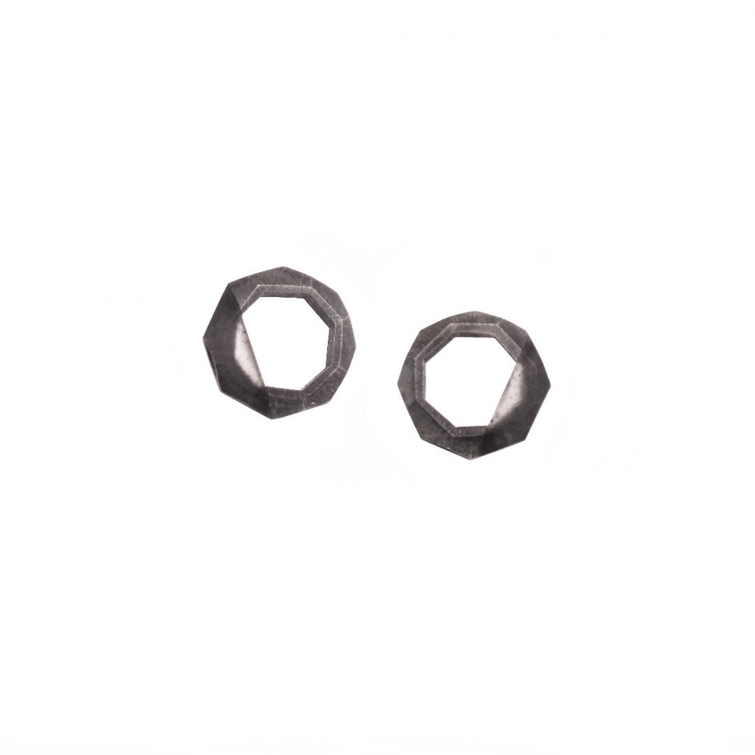 Label BLACK - silver earrings with black resin Label BLACK - silver earrings with black resin