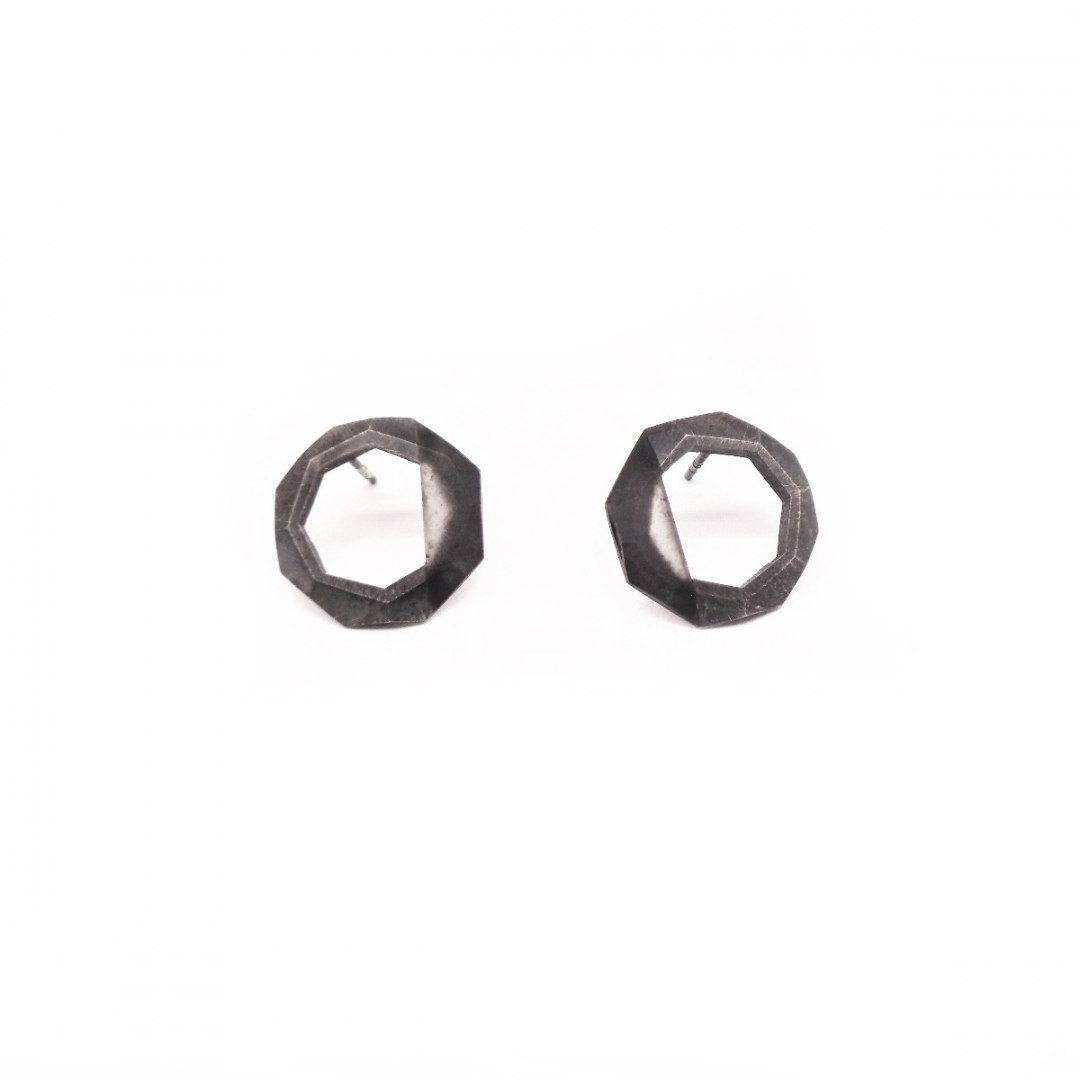Label BLACK - silver earrings with black resin Label BLACK - silver earrings with black resin