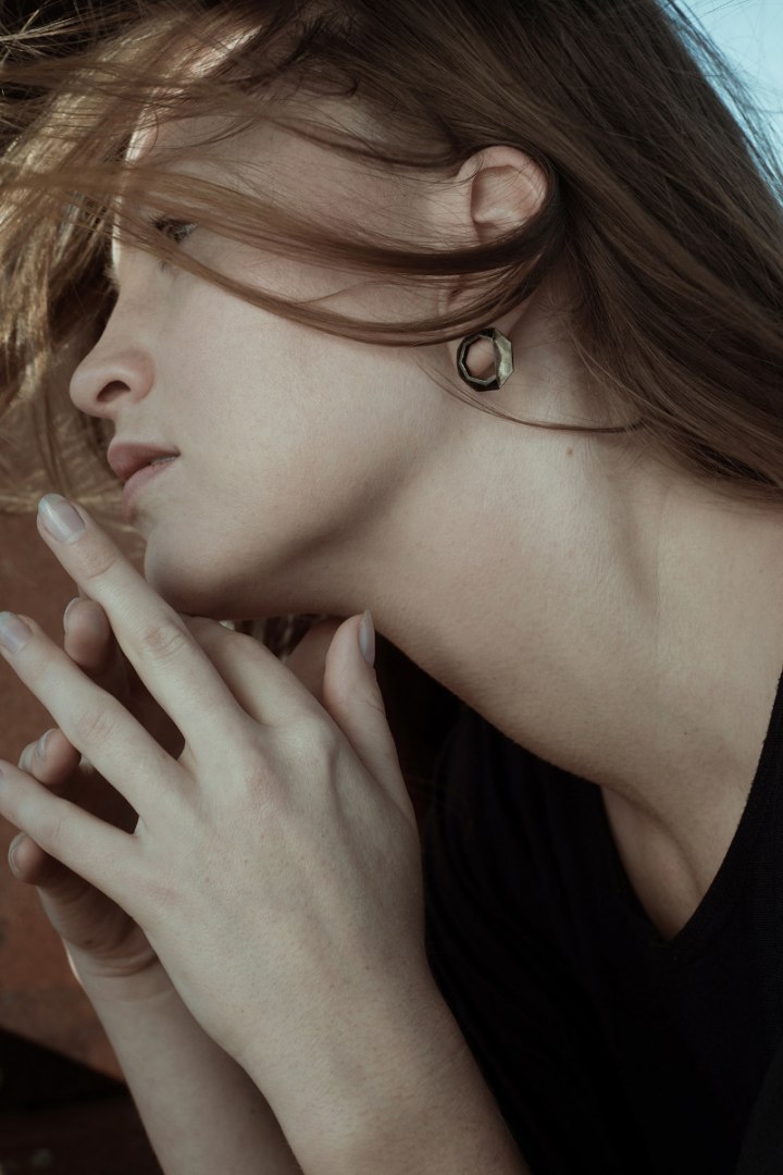 Label BLACK - silver earrings with black resin Label BLACK - silver earrings with black resin