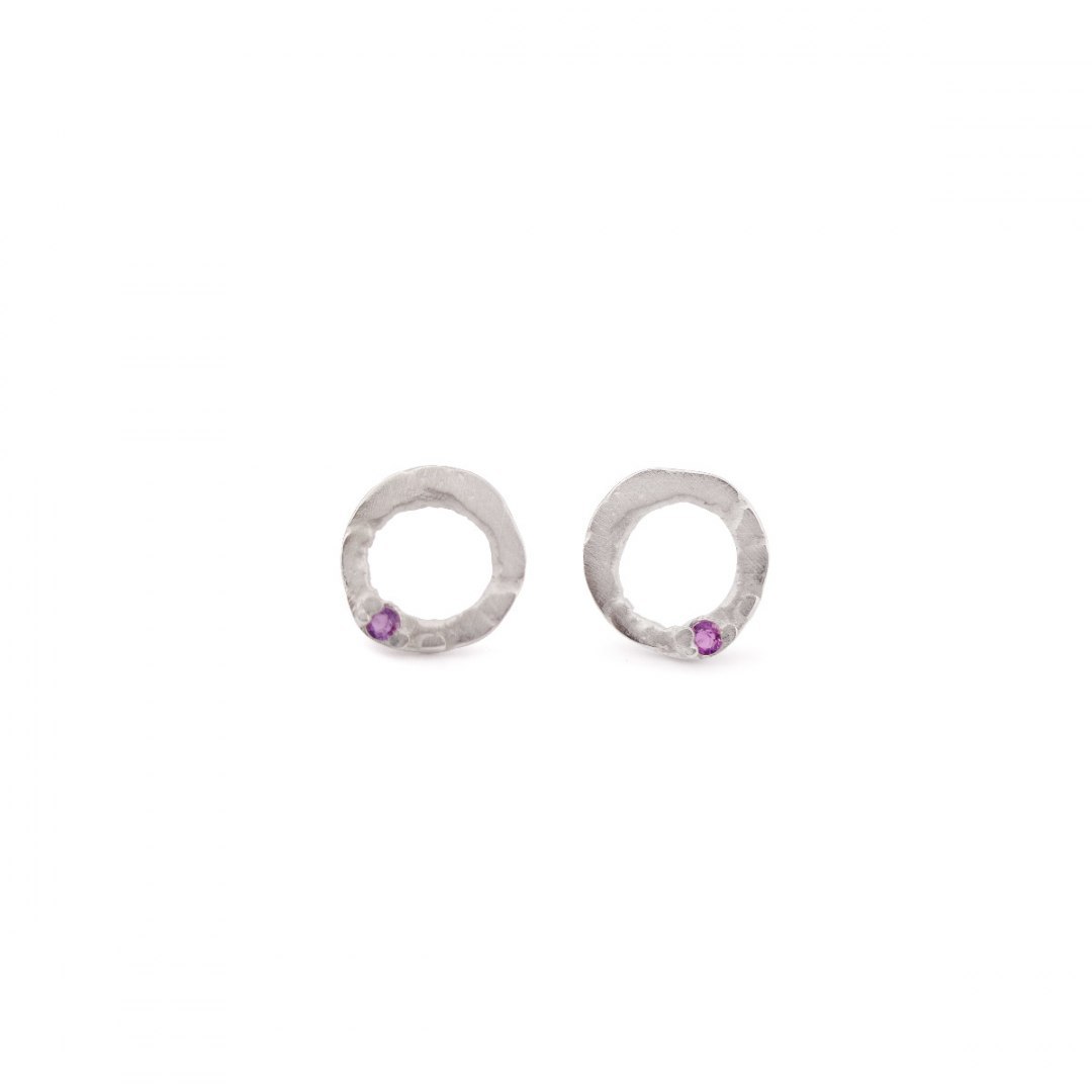 LANE circle with Gem / recycled silver earrings LANE circle with Gem / recycled silver earrings