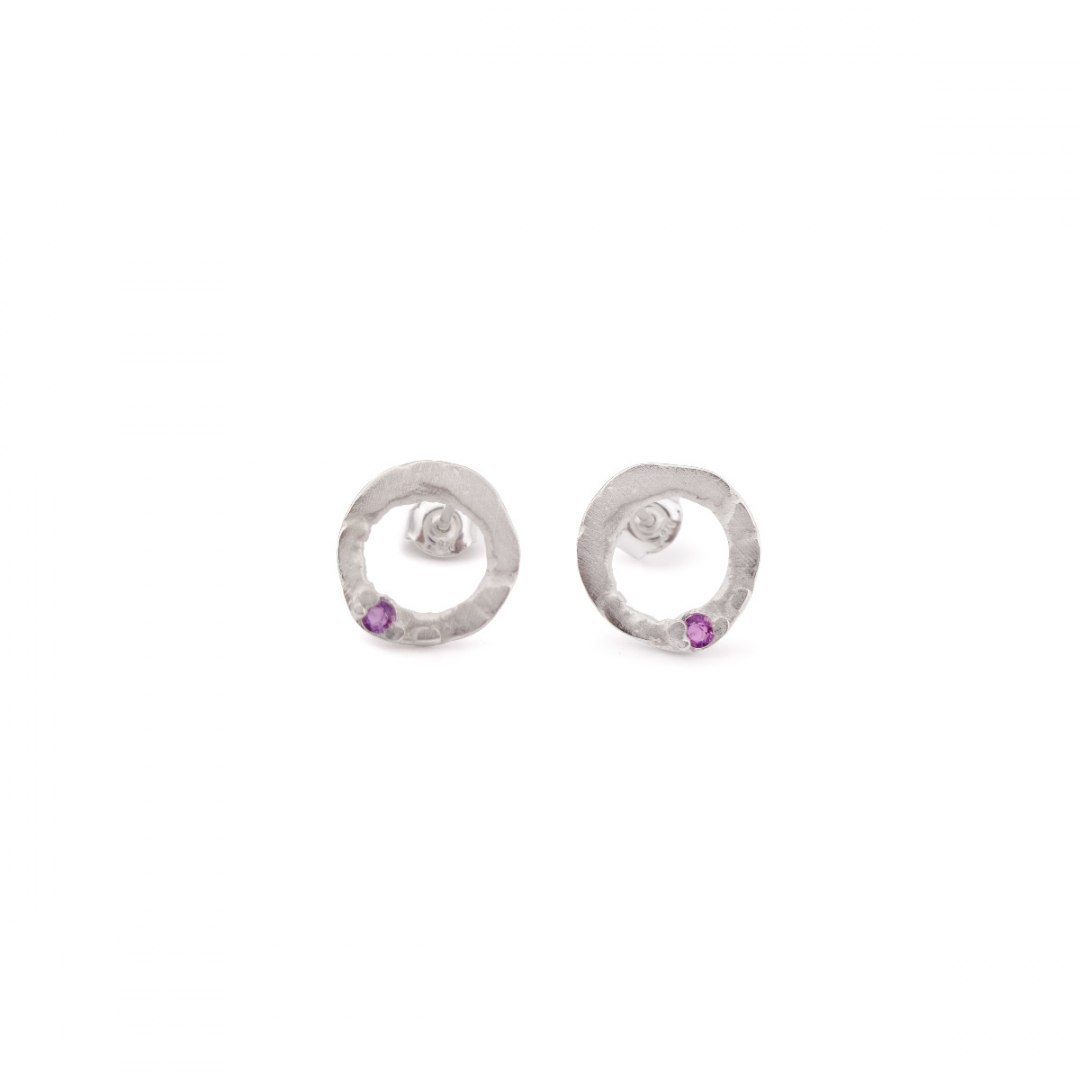 LANE circle with Gem / recycled silver earrings LANE circle with Gem / recycled silver earrings