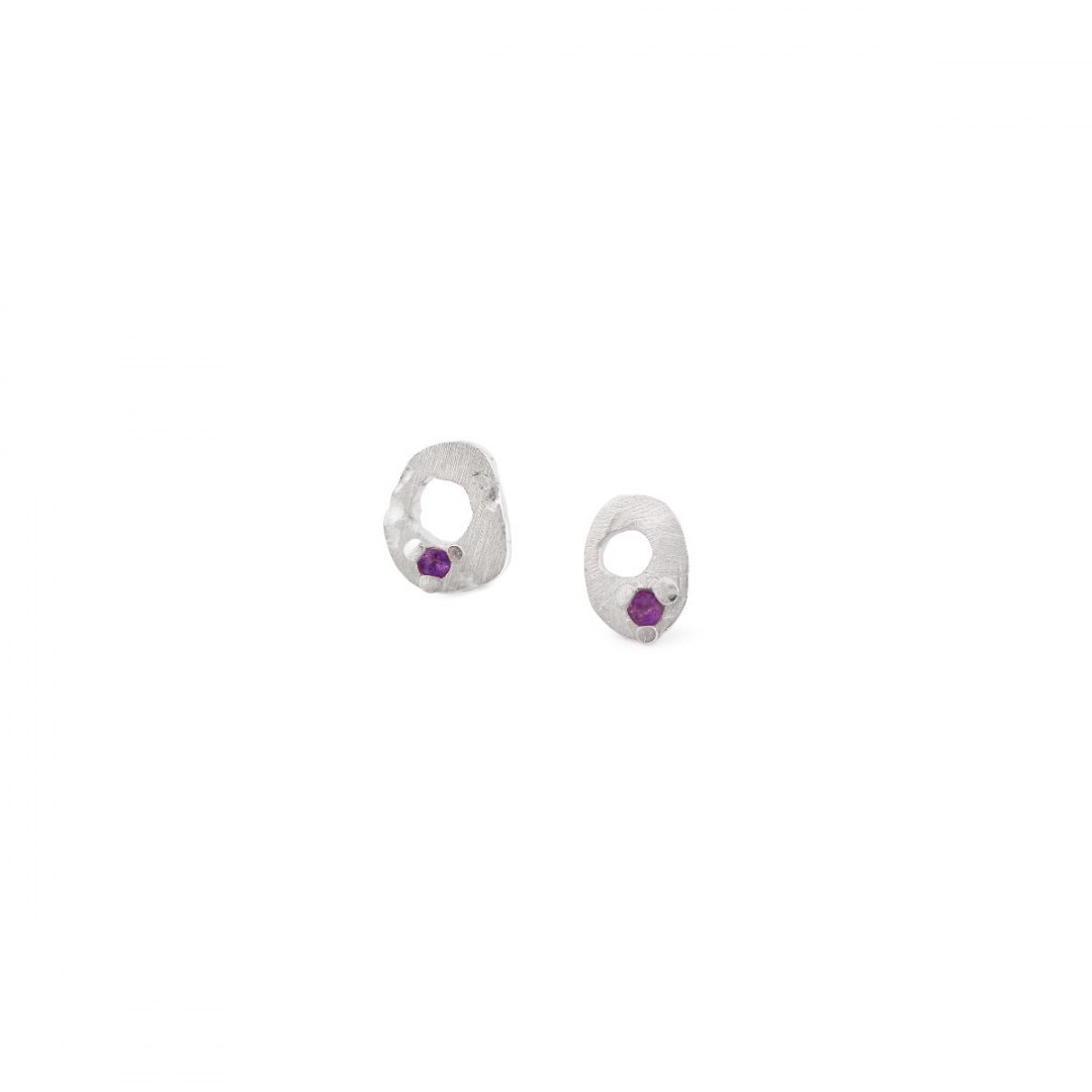 LANE mini circle with gemstone / silver earrings LANE mini circle with gemstone / silver earrings