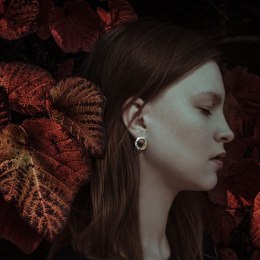 Label Amber - glossy silver earrings