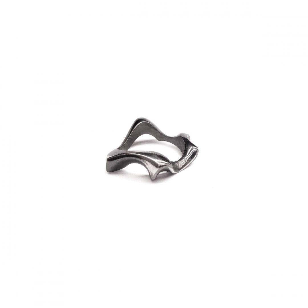 WAVES thick / black silver ring WAVES thick / black silver ring