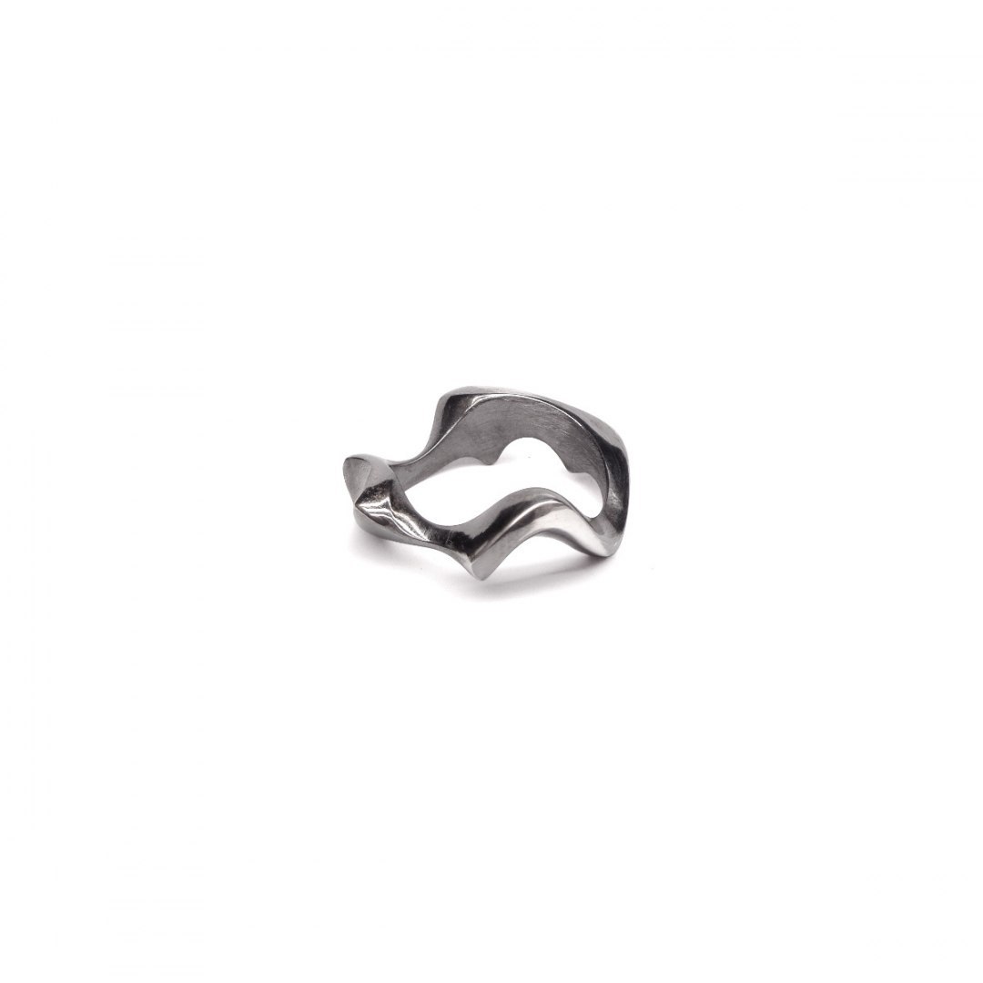 WAVES thick / black silver ring WAVES thick / black silver ring