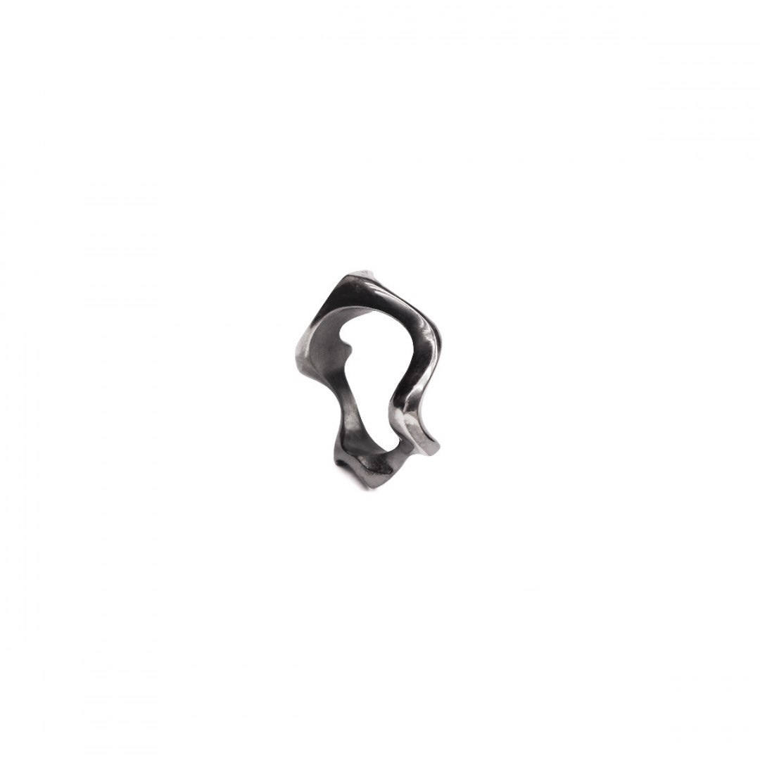 WAVES thick / black silver ring WAVES thick / black silver ring