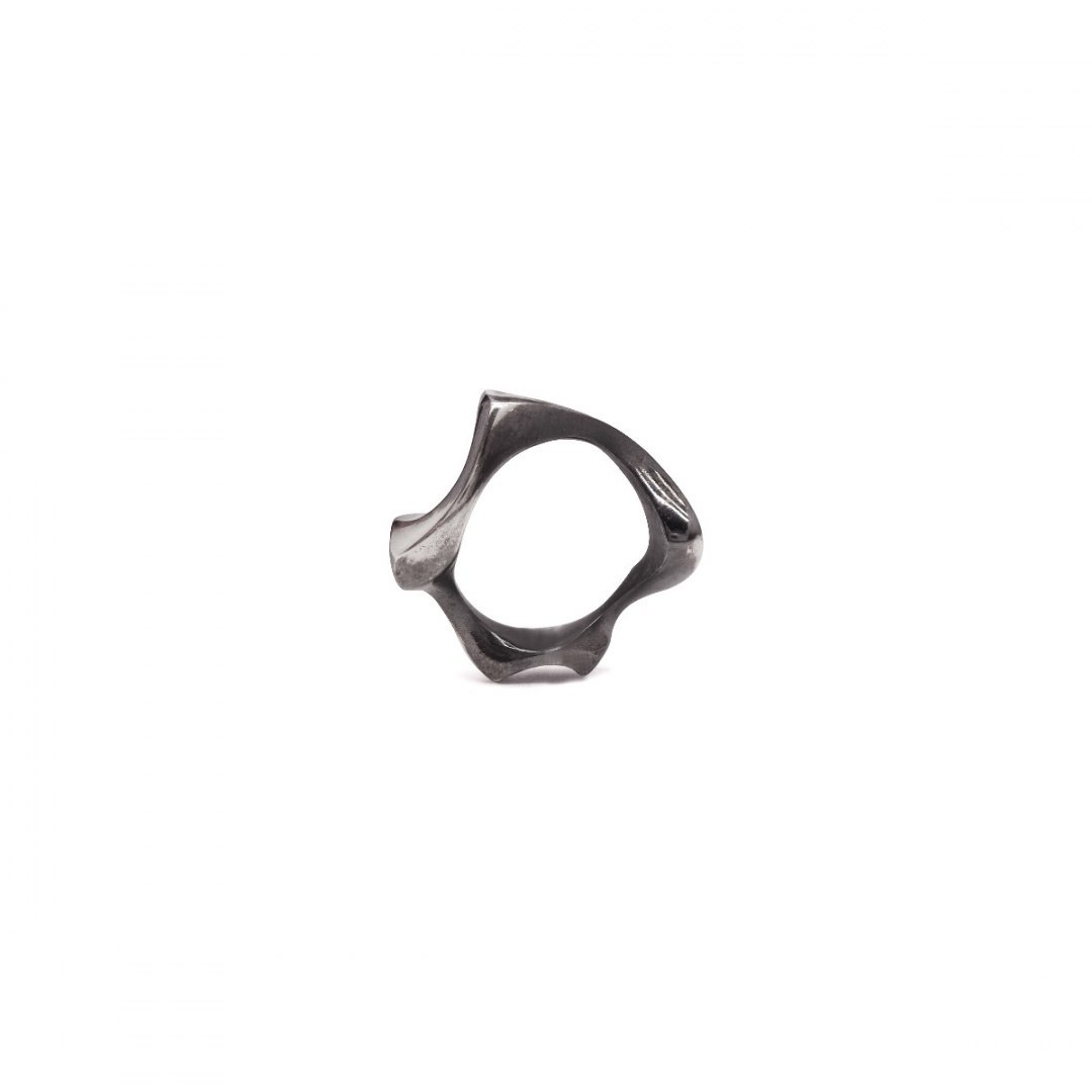 WAVES thick / black silver ring WAVES thick / black silver ring