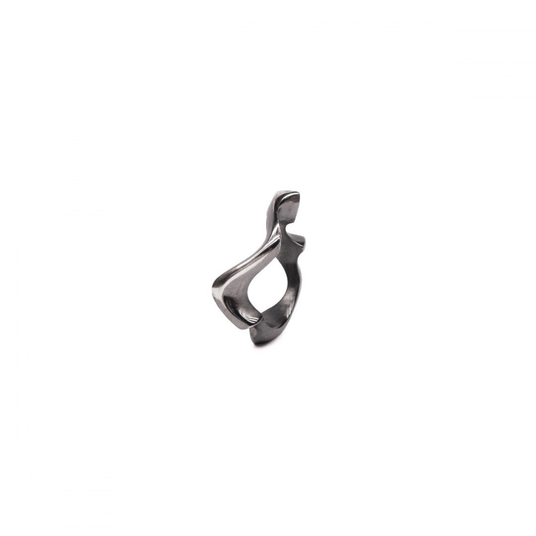 WAVES thick / black silver ring WAVES thick / black silver ring
